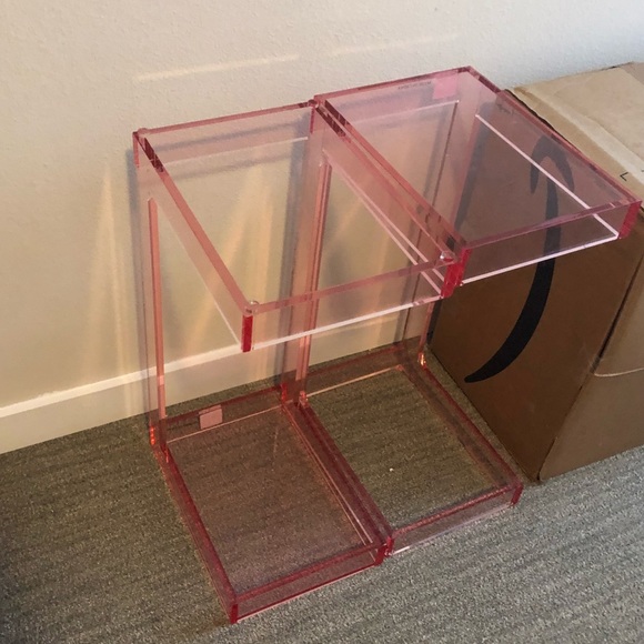 Two acrylic pink night tables - Picture 1 of 1